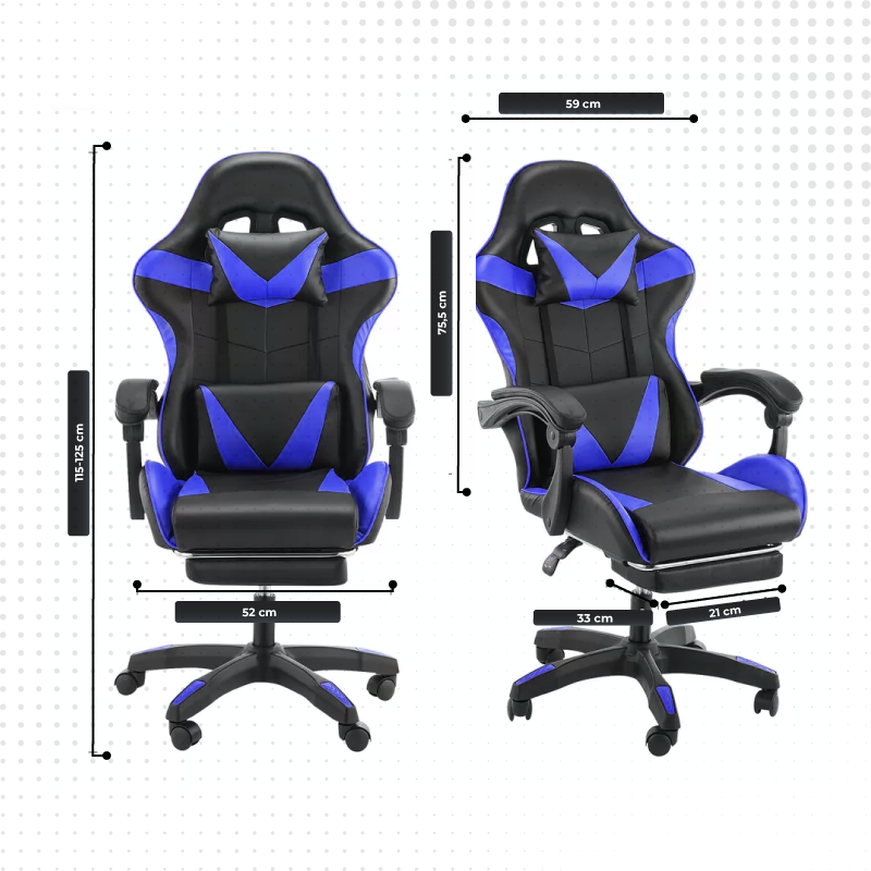 Silla Gamer Ergonomica con Apoya-pies – Azul - Imagen 6